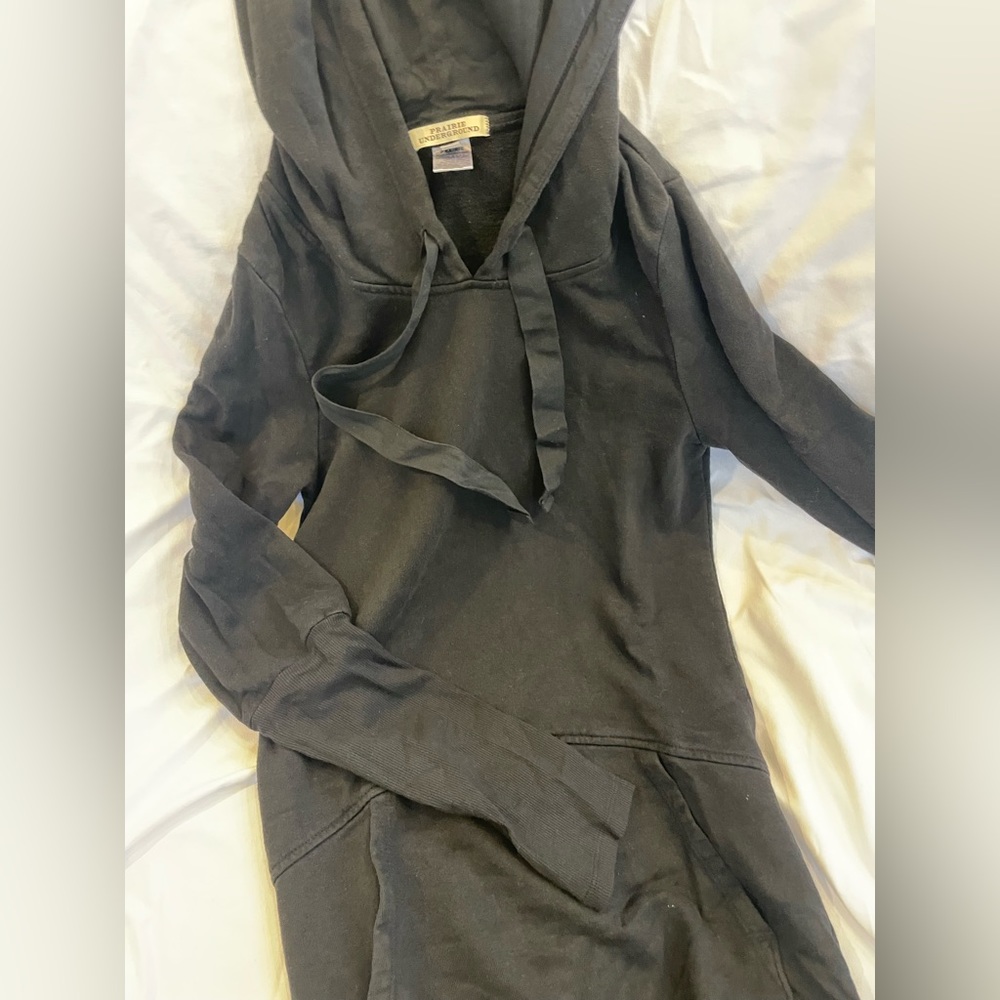 Prairie Underground Long Sweatshirt Hoodie, Black, XS